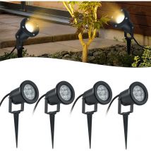 Lot de 4 lampes led 3 w IP65 pour extérieur jardin bassin blanc chaud - Aufun