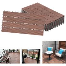AUFUN Lot de 12 dalles de terrasse en plastique WPC - À clipser - Aspect bois - Avec système de clic - 30 x 60 cm - Pour jardin