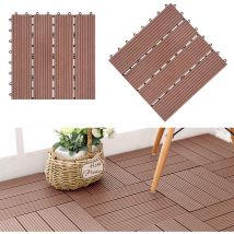 Lot de 22 dalles de terrasse en plastique wpc - à clipser - Aspect bois - Avec système de clic - 30 x 30 cm - Pour jardin - Aufun