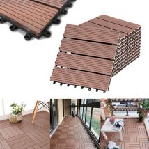 Aufun - Lot de 11 dalles de terrasse en plastique wpc - à clipser - Aspect bois - Avec système de clic - 30 x 30 cm - Pour jardin