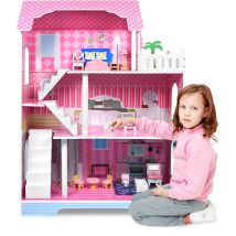 Maison de poupىe en Bois mdf et Mobilier avec 3 ىtages - Aufun