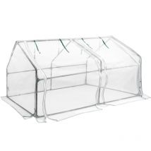 Mini Serra da Balcone, Esterni Serra da Giardino per Piante da Esterno, Casa delle Piante con Porta Avvolgibile, 180×90×90 cm, Bianco - Bianco - Aufun