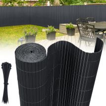 Natte de Protection pvc 180x300cm pour Clôture, avec Serre-câbles Standard, Brise-Vent Bambou pour Jardin, Balcon et Terrasse, Structure Interne en