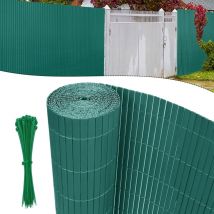 Natte de Protection pvc 90x300cm pour Clôture, Fixation avec Colliers Standards, Brise-Vent Bambou, Structure w Interne, Lamelles Renforcées Vert