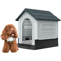 Niche d'extérieur en plastique , abri pour chien isolé hydrofuge, niche pour chien robuste avec grille d'aération et plancher surélevé, lucarne, pour