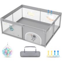 AUFUN parque infantil corralito barrera rejilla 180x150cm centro de actividades con base antideslizante, malla transpirable zona de juegos de