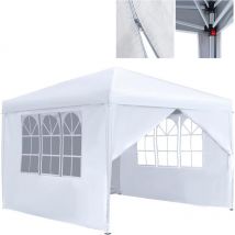 Pavillon 2.5x2.5m, Partyzelt Wasserdicht Stabil Winterfest, Metall Faltpavillon Gartenpavillon Pergola für Party, Marktstand, Garten mit 4