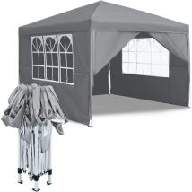 Aufun - Pavilion 3x3m, tente de fête étanche, stable, résistante pour hiver, pavillon métallique avec 4 côtés et fenêtres pour jardin, fête, marché,