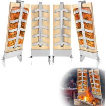Planche à saumon flambé Planches à saumon flambé avec support en acier inoxydable 4 pièces Planche en bois de cèdre pour griller 5 niveaux Planches
