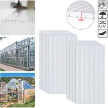 14x Polycarbonat Hohlkammerstegplatten 4mm 10,25 m² Gewächshaus Platten 60,5 x121cm Doppelstegplatte Ersatzteile für Garten Treibhaus - Aufun
