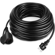 Aufun - Prolunga Elettrica 30 Metri, IP44 Cavo di Prolunga, con Cappuccio Protettivo, per Uso Esterno, 3500 w 230 v Cavo da Cantiere - Nero