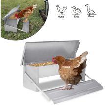 Automatischer Hühner Futterautomat 5 kg Geflügel Futterautomat, wasserdicht und nagetiersicher, verzinkter Stahl Futtertrog für Geflügel - Aufun