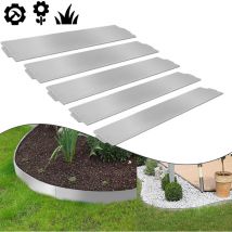 Rasenkante Metall Verzinkt Beetumrandung Beeteinfassung Mähkante Palisade Rasenkante Verzinkt, Silber(45 m x 18 cm) - Aufun