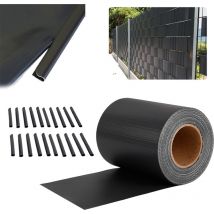 Pvc Sichtschutzstreifen Sichtschutzfolie Doppelstabmatten inkl. 60 Stücke Befestigungsclips, für Garten, Balkon(105m x 19cm, Anthrazit) - Aufun