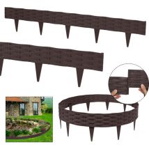 20m Rattan Rasenkante Beeteinfassung mit 20 Elemente á 100 cm, Rattan-Optik Design Beetumrandung Biegbarer Kunststoff (Braun) - Aufun