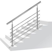 Aufun - Ringhiera per scale Ringhiera per corrimano in acciaio inossidabile per scale, interni ed esterni, balcone, parapetto, argento, lunghezza: