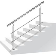 Aufun - Ringhiera per scale Ringhiera per corrimano in acciaio inossidabile per scale, interno ed esterno, balcone, parapetto, argento, lunghezza: