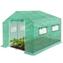 Serra per Pomodori 3x2x2m, con Lamina a Griglia e Finestra, Casa Delle Piante in Lamina Resistente all'inverno, Verde - Verde - Aufun