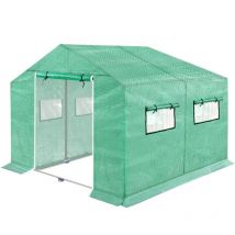 Serre en film plastique avec film grillagé(3x2x2m,vert) - Aufun