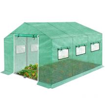 AUFUN serre en film plastique avec film grillagé(4.5x2x2m,vert)