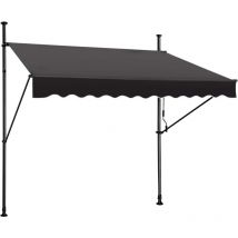 Aufun - Store de balcon avec manivelle, auvent sans perçage, réglable en hauteur, uv résistant, pour extérieur, jardin (250 x 120 cm, gris foncé)