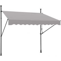Aufun - Store de balcon avec manivelle, auvent sans perçage, réglable en hauteur, uv résistant, pour extérieur, jardin (200 x 120 cm, gris)