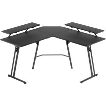 Gaming Tisch 50x120x73cm, Ergonomischer Schreibtisch mit Monitorständer, Eckschreibtisch mit Kohlefaseroberfläche, Schreibtisch l Form, Gaming