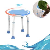Tabouret de douche 36-51cm Réglable en hauteur et pivotant à 360° Siège de bain Aide à la douche Siège de bain antidérapant en aluminium et plastique