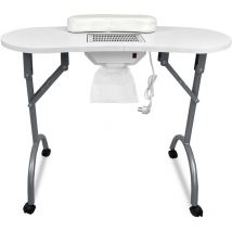 AUFUN Tavolo pieghevole per manicure con aspirazione portatile con ruote Tavolo manicure mobile, con cassetto e borsa portatile, 98 x 44 x 77 cm