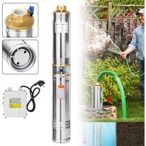 Aufun - Tiefbrunnenpumpe 370W, Brunnenpumpe mit 4000L/h Fördermenge, 34 m Förderhöhe, Rohrpumpe sandresistente mit Schmutzfilter (0.37kW/0.5hp)