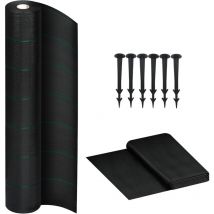 Aufun - Toile de paillage jardin, anti-mauvaises herbes, 100g/m2, perméable, uv, résistante, 2x10m