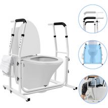 Toilettes mobiles verticalisateur Toilettes avec panier de rangement - antidérapant hauteur réglable chassis support toilettes - rail de maintien