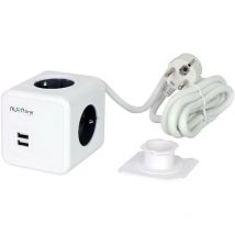 Aura line cube Adapter 4-fach Steckdose mit 2 USB-Anschlüssen 1,5m