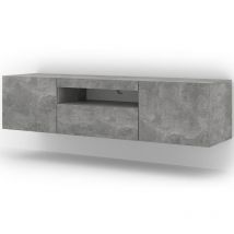 Salone Srl - Meuble tv suspendu ou au sol 150xH42 / 36x37 Cm stand aura couleur béton