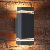 Indoor / Outdoor Double Up & Down Wall Light - Silver - Warm White led Bulbs Included - Auraglow