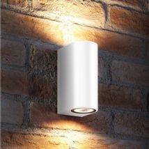 Auraglow IP44 Outdoor Double up & Down Wall Light - White - Fitting Only