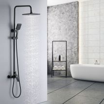 Regendusche Duschsystem Regenduschset Klassisches Schwarz inkl. Kopfbrause Handbrause Shower Set Höhenverstellbar Shower Set Bad - Auralum