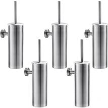 Auralum 5pcs Brosse de Toilette avec Porte-balai WC Mural Inox Salle de Bains Toilettes