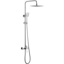 Auralum Colonna Doccia Con Miscelatore In Ottone, Set De Doccia Quadrato A 2 Funzioni Con Soffione E Doccetta, Con Ugelli Anticalcare, Asta Doccia 