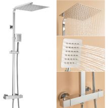 Auralum - Colonna Doccia Termostatico in Acciaio Inox, Termostatico Colonna Doccia con Soffione 30cm e Doccetta, Altezza regolabile 96-130 cm prima