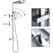 Auralum - Colonna Doccia Termostatico Soffione Doccia e Doccetta Acciaio Inox Sistema Doccia Antiscottatura Altezza Regolabile Cromo