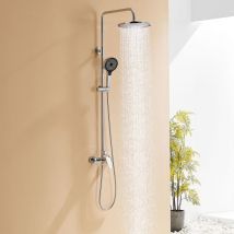 Auralum - Colonne de Douche 2 Fonctions Ensemble de Douche Hauteur Réglable 103-139 cm Set de Douche en Laiton avec 26x26cm Douche de Tête, Douchette