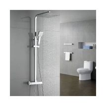 Auralum - Colonne de douche à température constante réglable en hauteur 750-1270 mm, colonne de douche carrée chromée, système de douche, douche