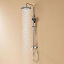 Auralum - Colonne de Douche Chromé 2 Fonctions Ensemble de Douche en Laiton avec Douchette de tête de 10 pouces, Douchette Ronde avec 3 Jets