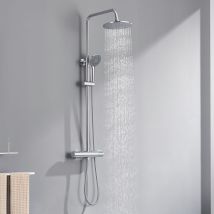 Auralum - Colonne de Douche Thermostatique Chromé Ensemble de Douche Haute Réglable 80-110 cm Système de Douche en Acier Inox avec Douchette de 3
