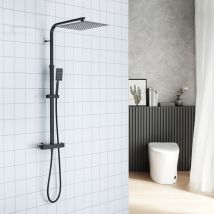 Auralum - Colonne de Douche Thermostatique Noire Ensemble de Douche Mitigeur Thermostatique en Laiton Douche Anti-Brûlure Hauteur Réglable pour Salle