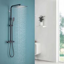 Auralum - Colonne de Douche Thermostatique 2 Fonctions Ensemble de Douche avec Tête de Douche Ultra-mince 15.7 Pouces Système de Douche pour Salle de