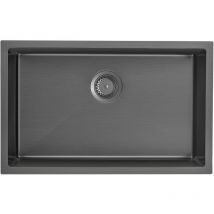 Lonheo - Auralum Edelstahl Spüle 70 × 44 × 19 cm Edelstahl Einbauspüle Küchenspüle, Unterbau-Spülbecken, für ab 80 cm Küchenschrank, Dunkelgrau