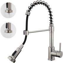 Balimo - Auralum Grifo de cocina extraíble 2 modes con muelle, Giratorio a 360° Grifo de cocina monomando de acero inoxidable, Fijo mode y Extraíble