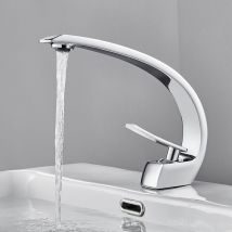Auralum - Grifo de Lavabo con Caño alto 190 mm, Moderno Mezcladora Monomando para Lavabo Latón, Aireador desmontable, Ahorro del Agua, Cromo